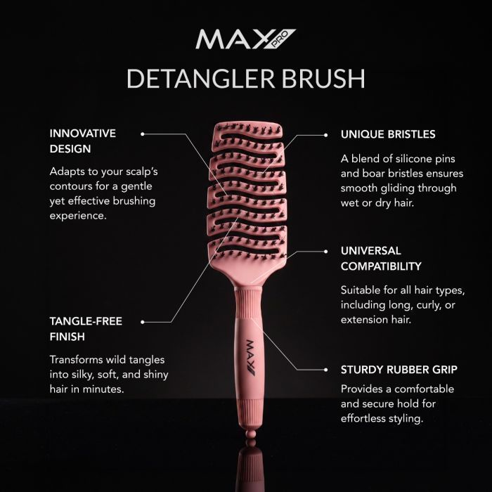Max Pro Βούρτσα Ξεμπερδέματος Μαλλιών - Pastel Rose (Ροζ παστέλ)